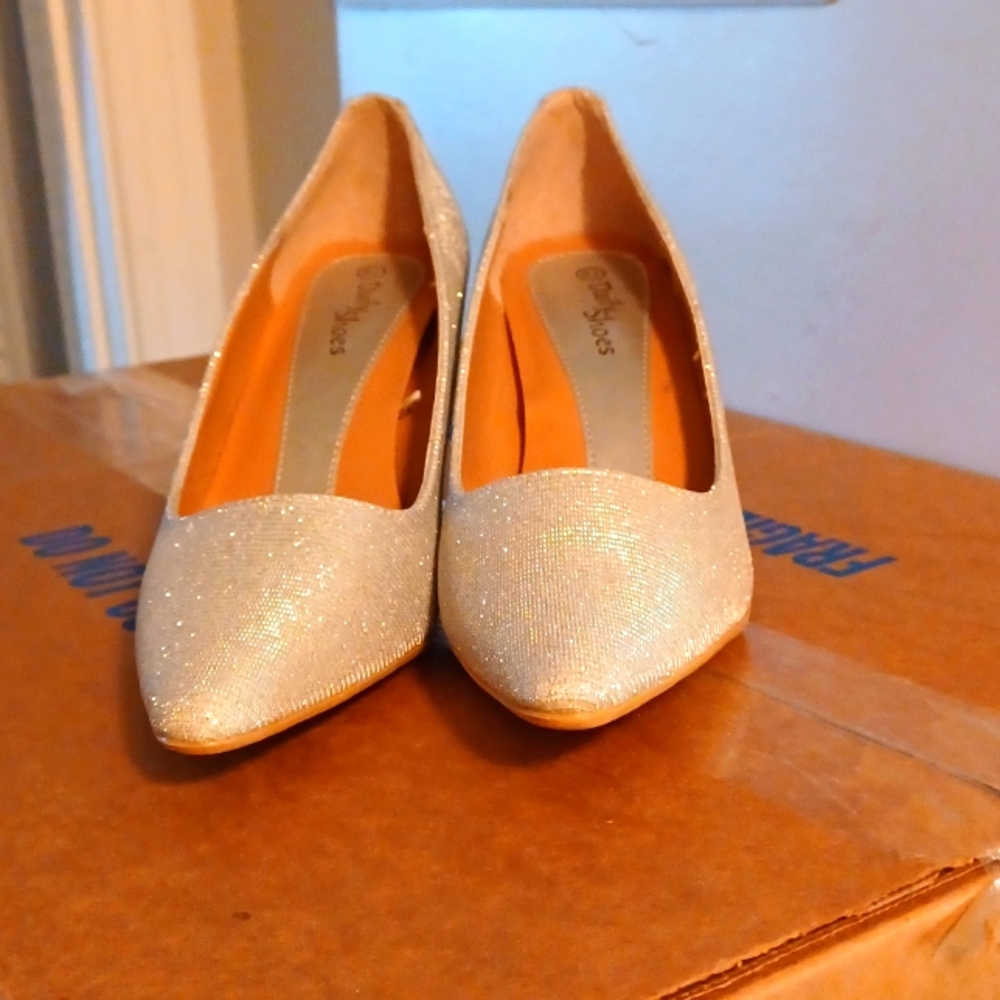 beautiful silver glitter shoes